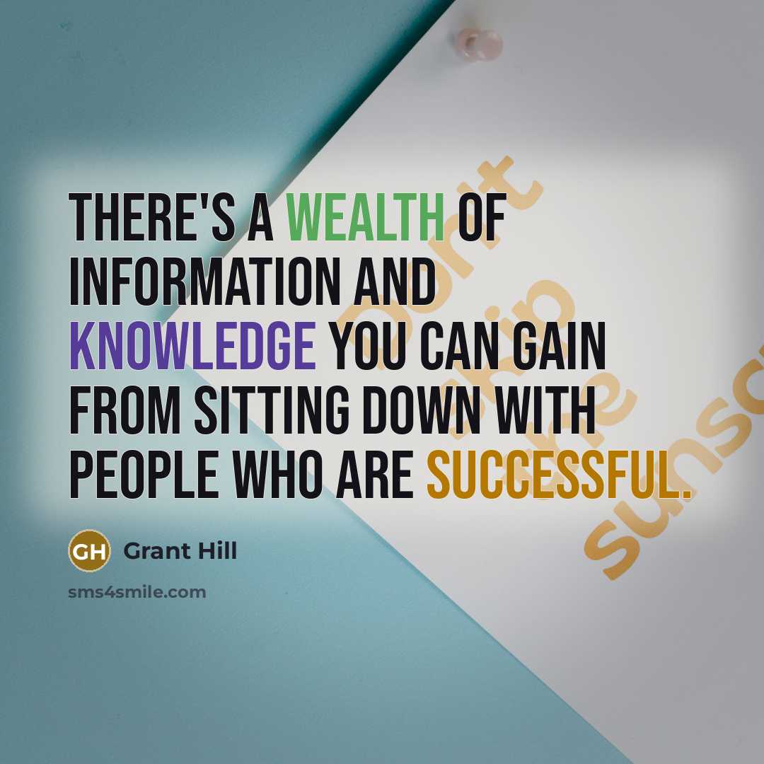 “There's a wealth of information and knowledge you can gain from sitting down with people who are successful.” quote by Grant Hill