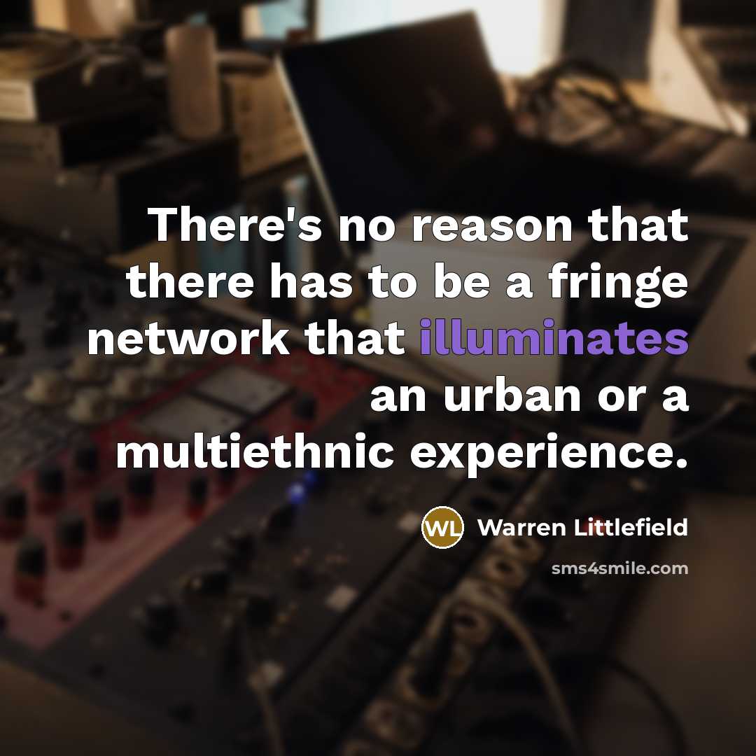 “There's no reason that there has to be a fringe network that illuminates an urban or a multiethnic experience.” quote by Warren Littlefield