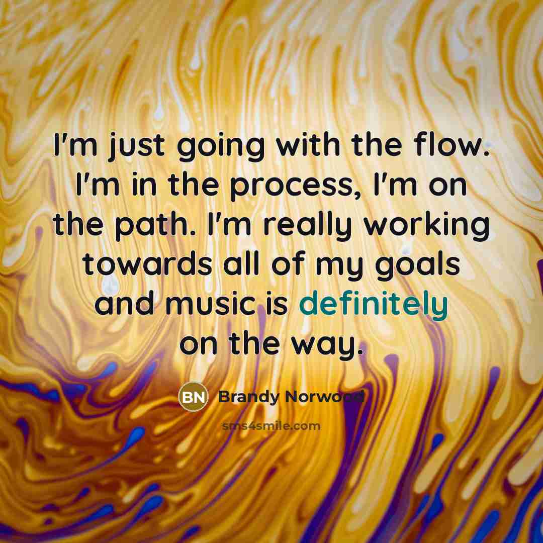 “I'm just going with the flow. I'm in the process, I'm on the path. I'm really working towards all of my goals and music is definitely on the way.” quote by Brandy Norwood