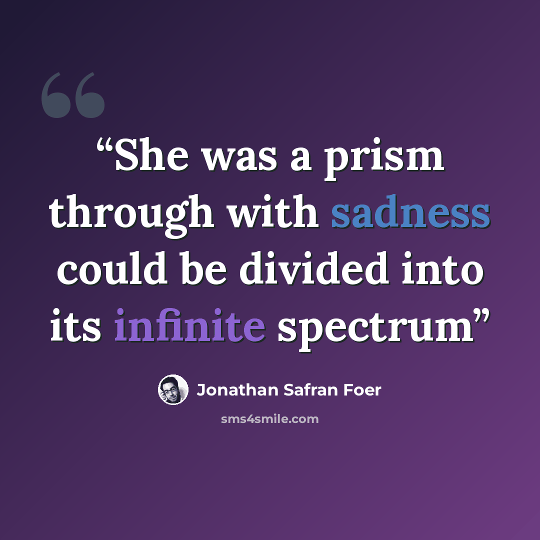 “She was a prism through with sadness could be divided into its infinite spectrum” quote by Jonathan Safran Foer