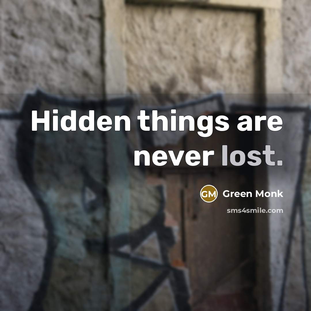 “Hidden things are never lost.” quote by Green Monk