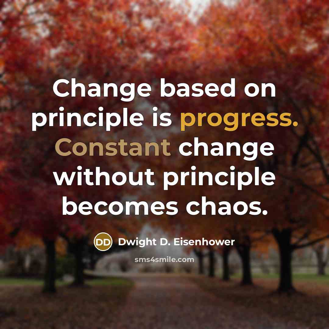 “Change based on principle is progress. Constant change without principle becomes chaos.” quote by Dwight D. Eisenhower