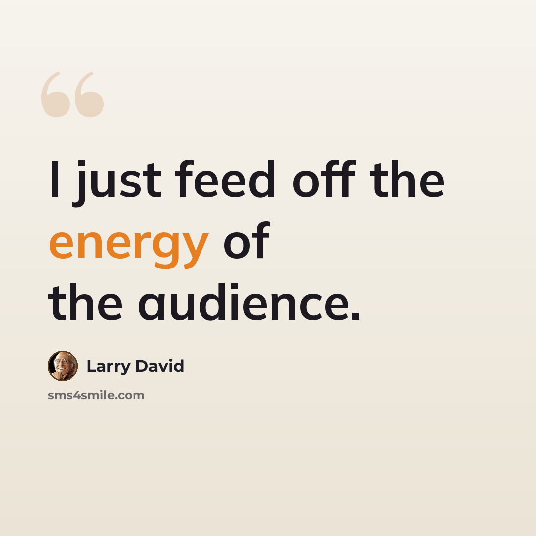 “I just feed off the energy of the audience.” quote by Larry David
