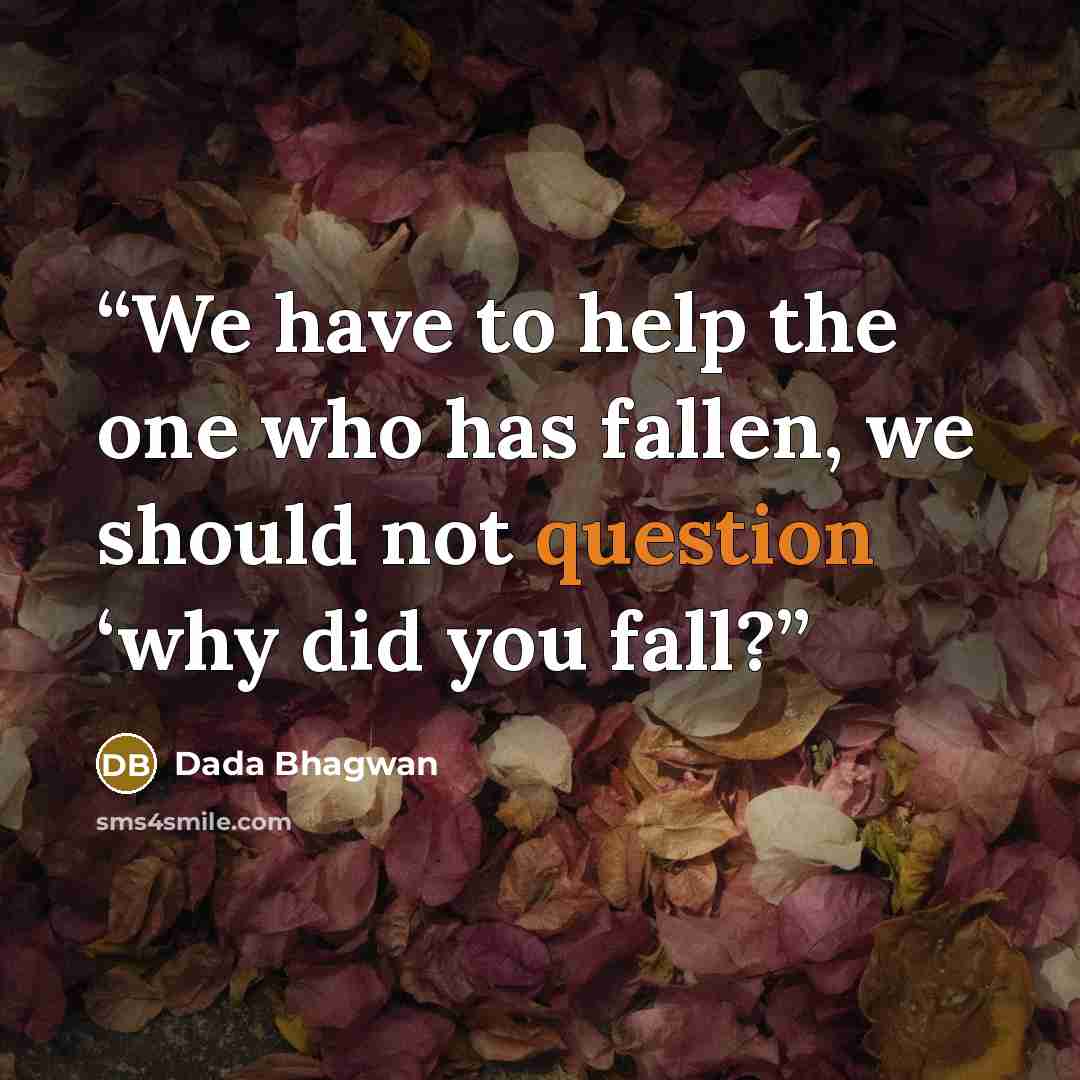 “We have to help the one who has fallen, we should not question ‘why did you fall?” quote by Dada Bhagwan