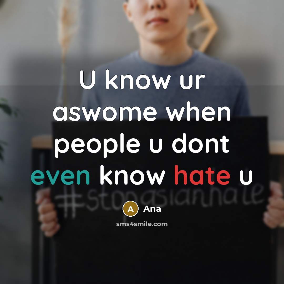 “U know ur aswome when people u dont even know hate u” quote by Ana