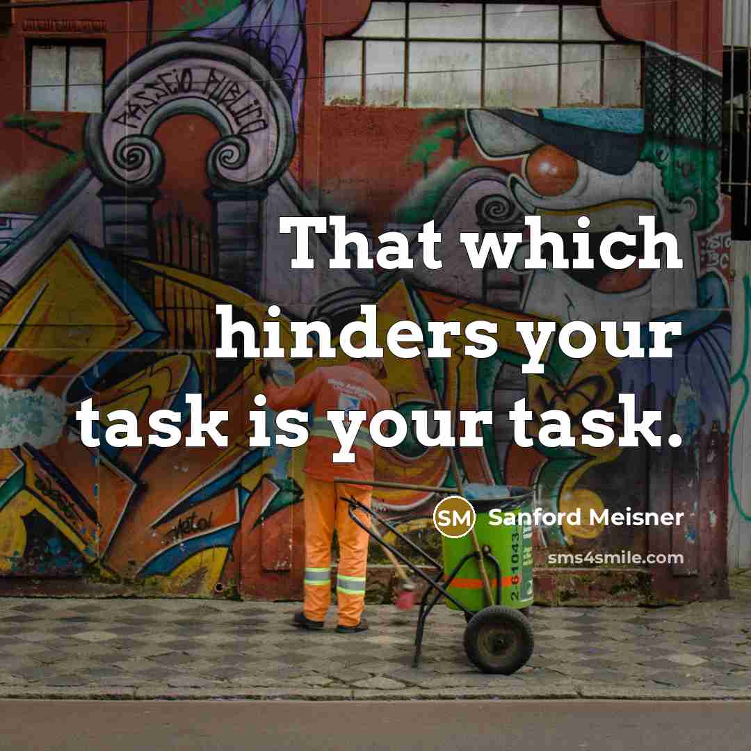 “That which hinders your task is your task.” quote by Sanford Meisner