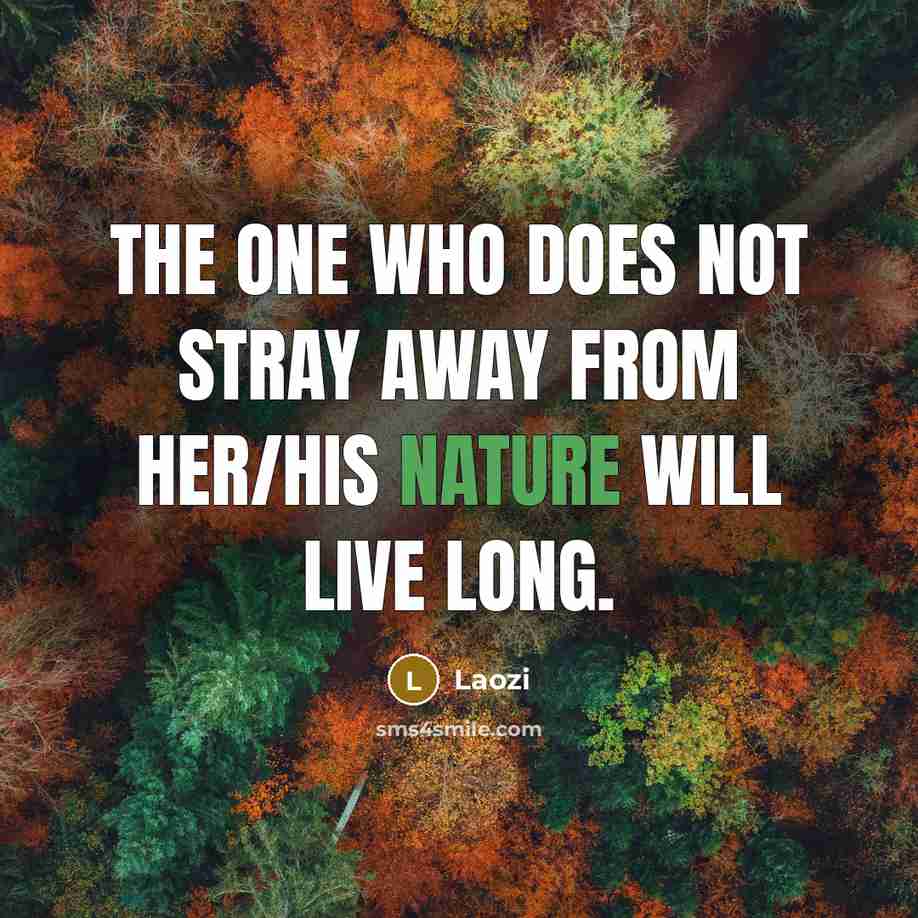 “The one who does not stray away from her/his nature will live long.” quote by Laozi