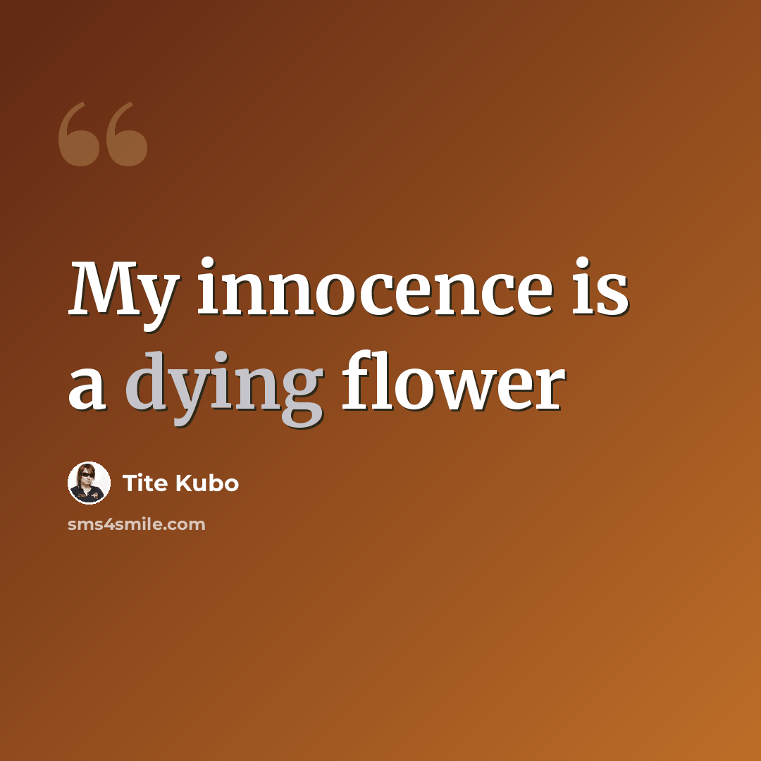 “My innocence is a dying flower” quote by Tite Kubo