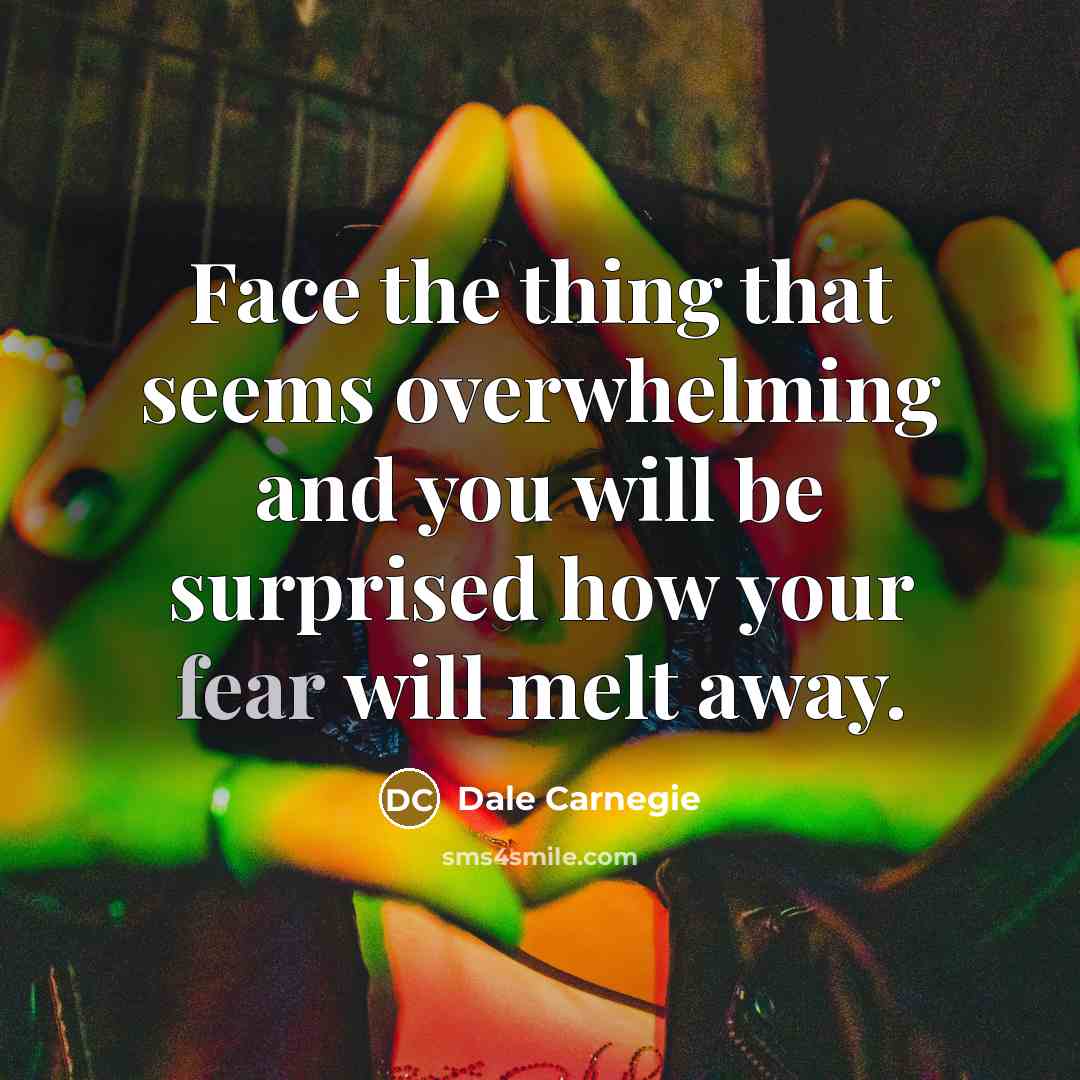 “Face the thing that seems overwhelming and you will be surprised how your fear will melt away.” quote by Dale Carnegie
