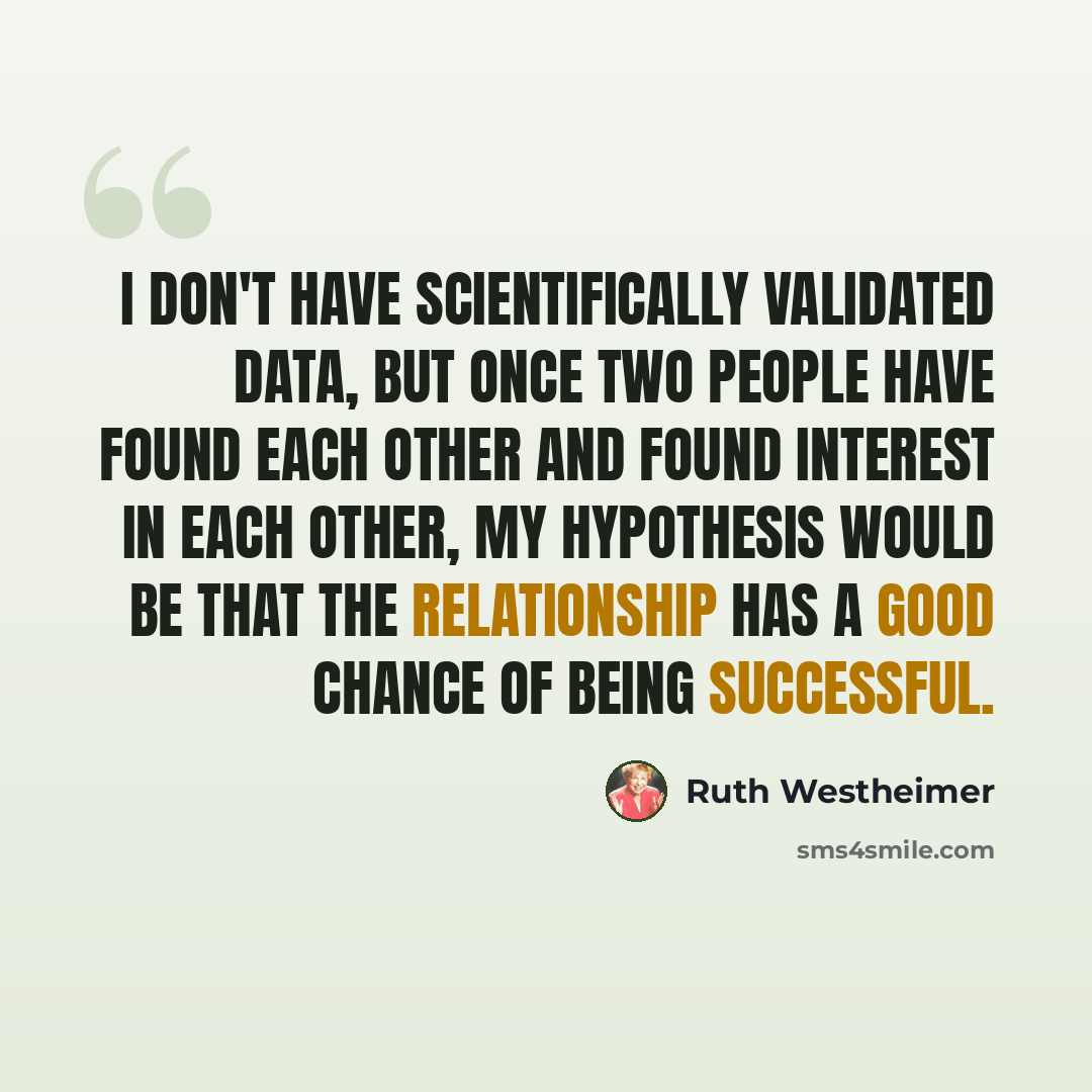 “I don't have scientifically validated data, but once two people have found each other and found interest in each other, my hypothesis would be that the relationship has a good chance of being successful.” quote by Ruth Westheimer