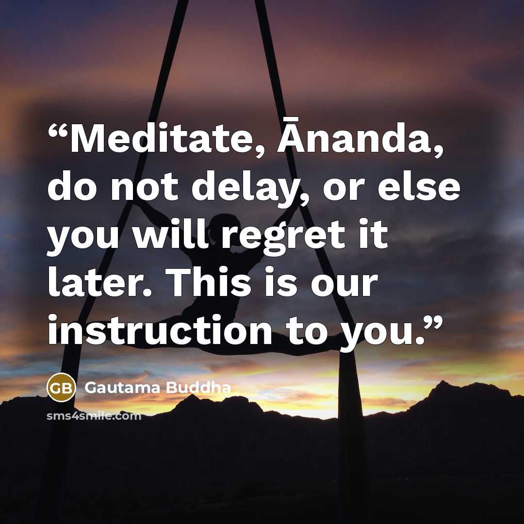“Meditate, Ānanda, do not delay, or else you will regret it later. This is our instruction to you.” quote by Gautama Buddha