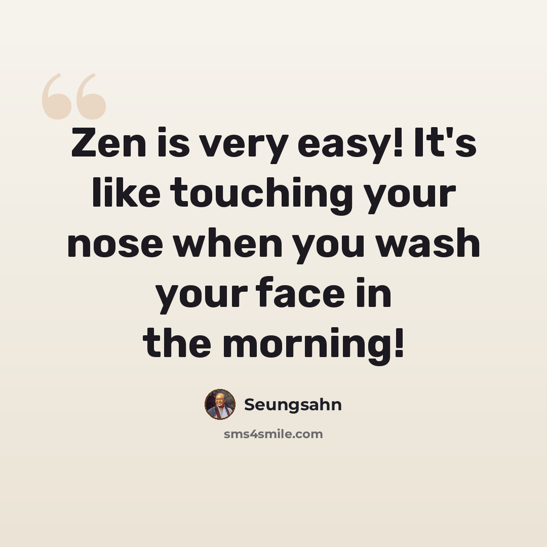 “Zen is very easy! It's like touching your nose when you wash your face in the morning!” quote by Seungsahn