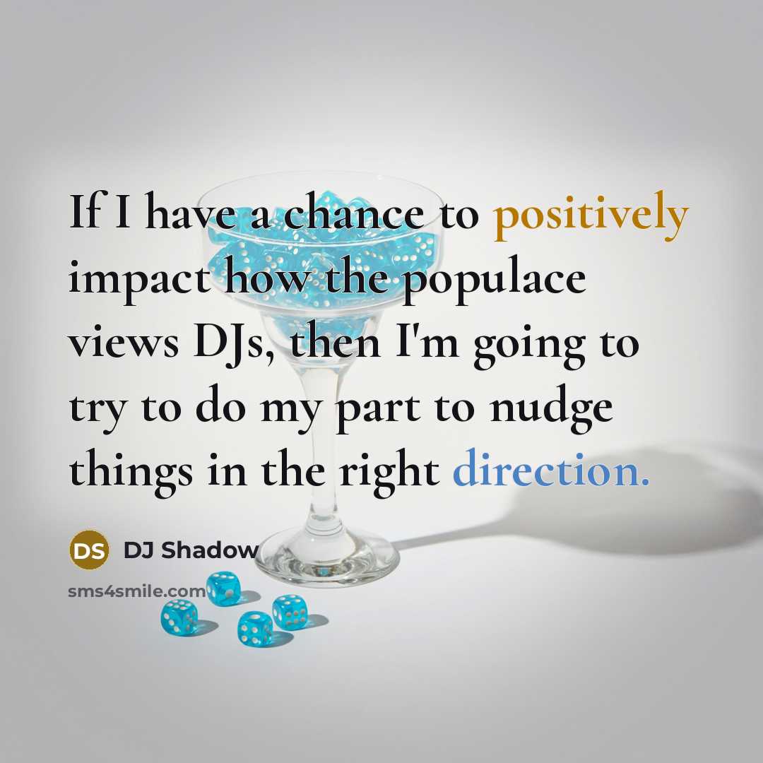 “If I have a chance to positively impact how the populace views DJs, then I'm going to try to do my part to nudge things in the right direction.” quote by DJ Shadow