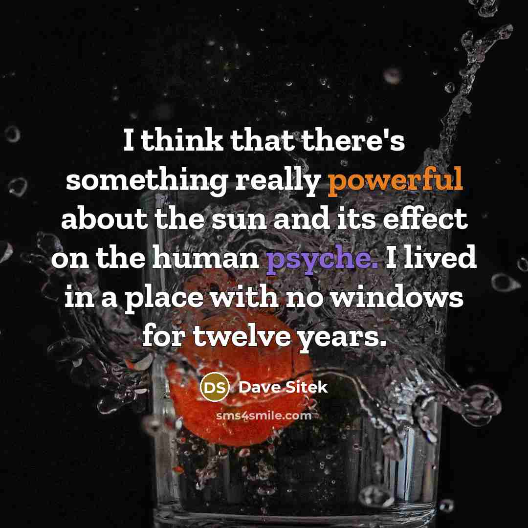 “I think that there's something really powerful about the sun and its effect on the human psyche. I lived in a place with no windows for twelve years.” quote by Dave Sitek