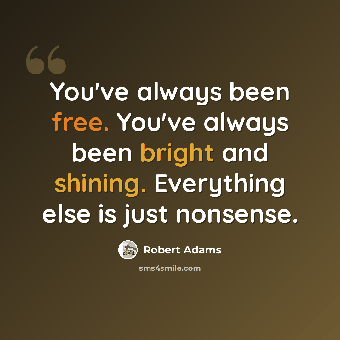 “You've always been free. You've always been bright and shining. Everything else is just nonsense.” quote by Robert Adams