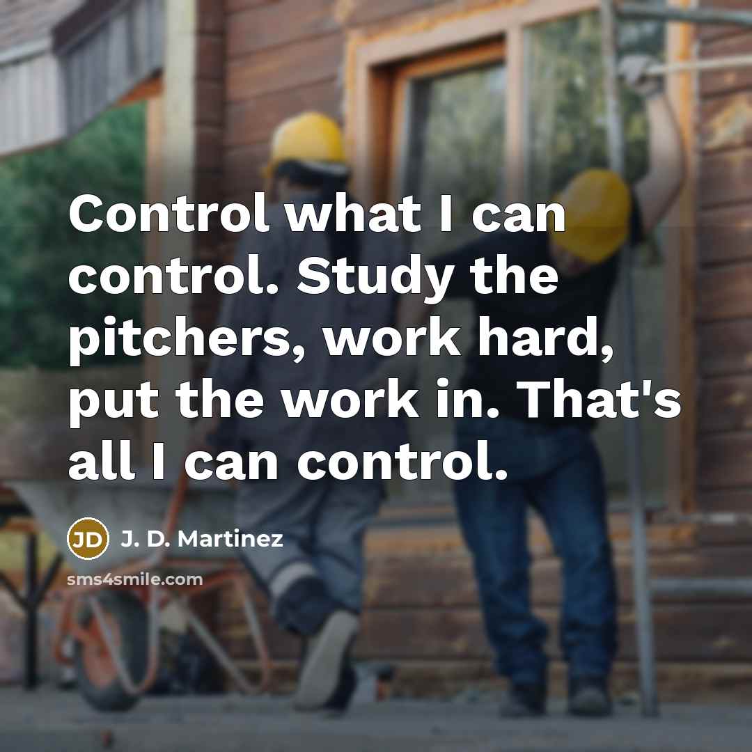 “Control what I can control. Study the pitchers, work hard, put the work in. That's all I can control.” quote by J. D. Martinez