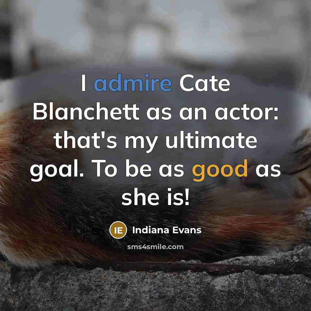“I admire Cate Blanchett as an actor: that's my ultimate goal. To be as good as she is!” quote by Indiana Evans