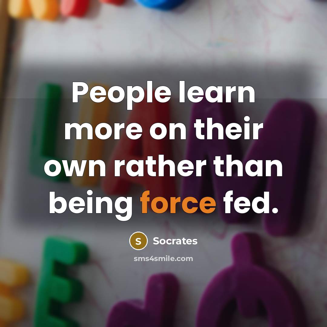 “People learn more on their own rather than being force fed.” quote by Socrates
