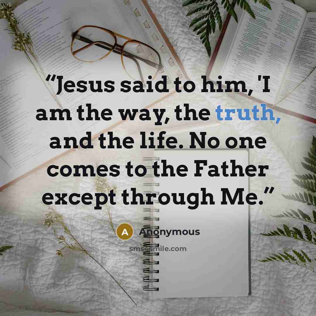 “Jesus said to him, 'I am the way, the truth, and the life. No one comes to the Father except through Me.” quote by Anonymous