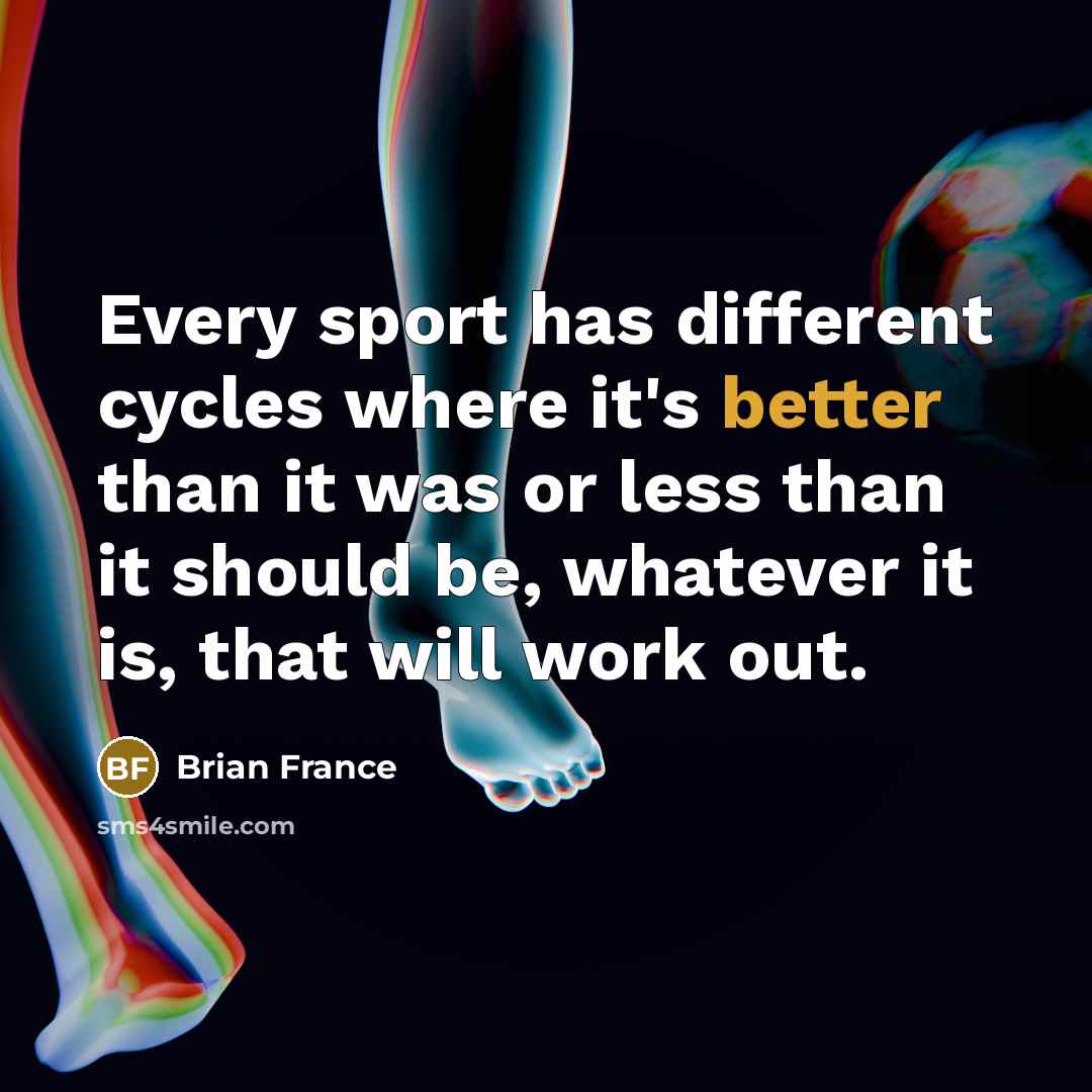 “Every sport has different cycles where it's better than it was or less than it should be, whatever it is, that will work out.” quote by Brian France