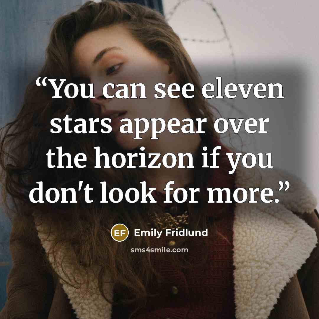 “You can see eleven stars appear over the horizon if you don't look for more.” quote by Emily Fridlund
