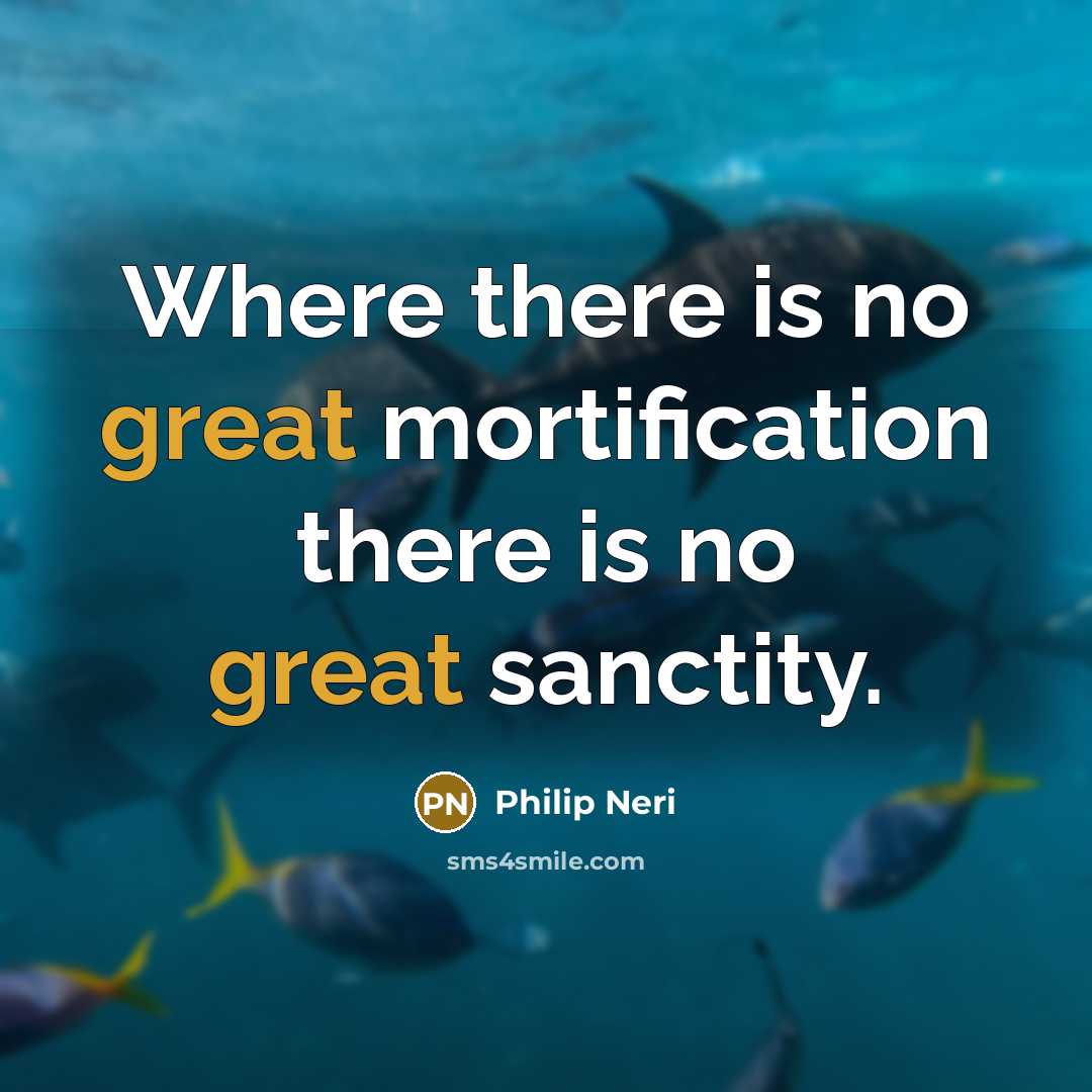“Where there is no great mortification there is no great sanctity.” quote by Philip Neri