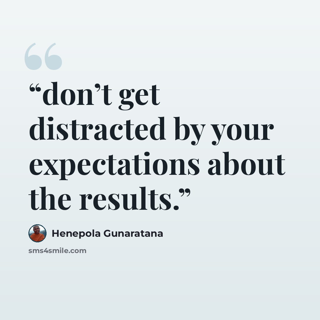 “don’t get distracted by your expectations about the results.” quote by Henepola Gunaratana