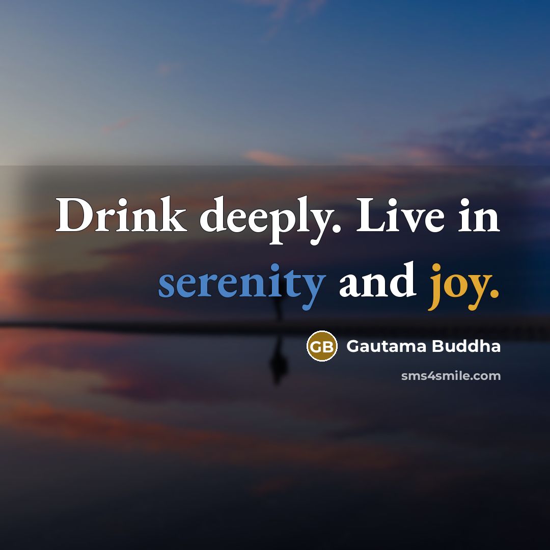 “Drink deeply. Live in serenity and joy.” quote by Gautama Buddha