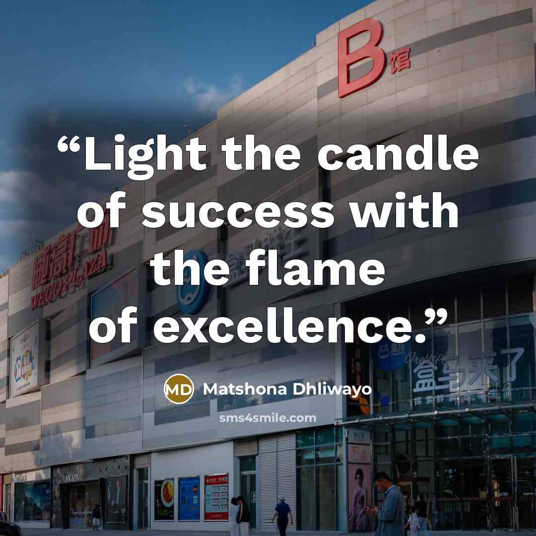 “Light the candle of success with the flame of excellence.” quote by Matshona Dhliwayo