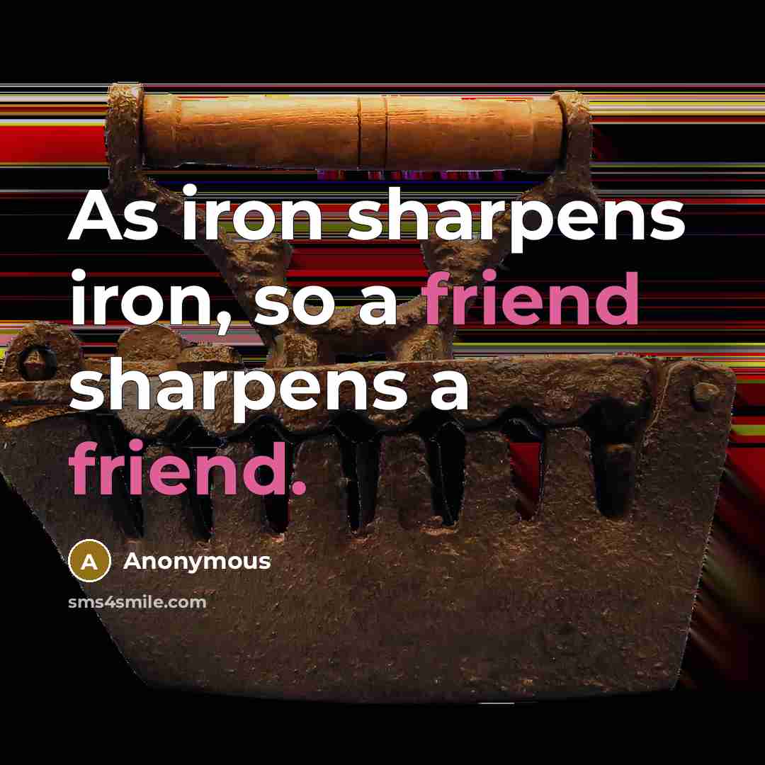 “As iron sharpens iron, so a friend sharpens a friend.” quote by Anonymous