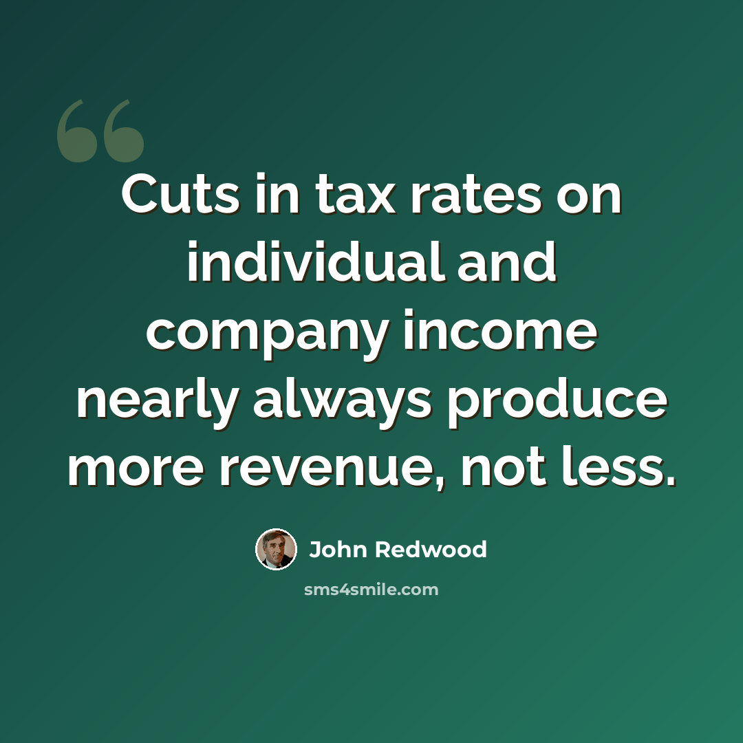 “Cuts in tax rates on individual and company income nearly always produce more revenue, not less.” quote by John Redwood