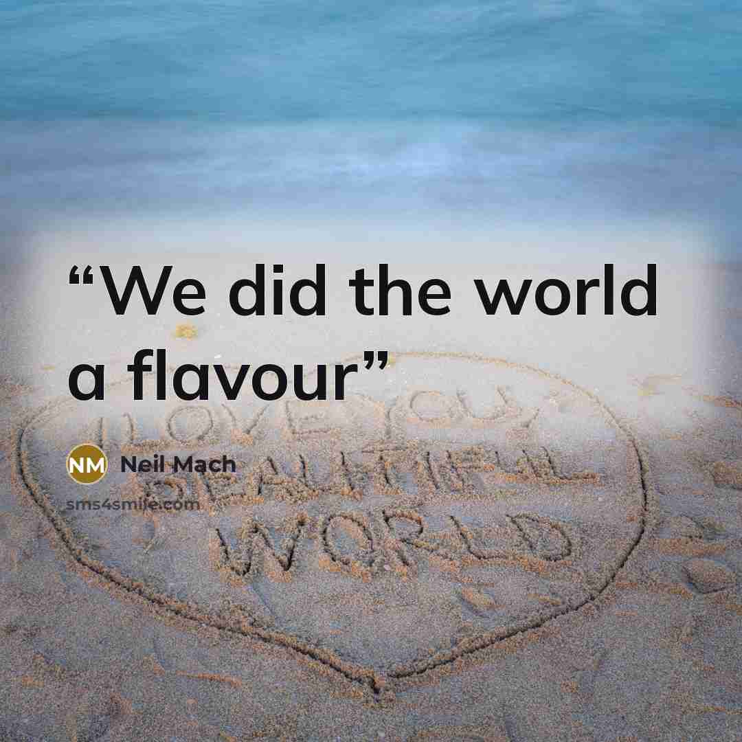 “We did the world a flavour” quote by Neil Mach