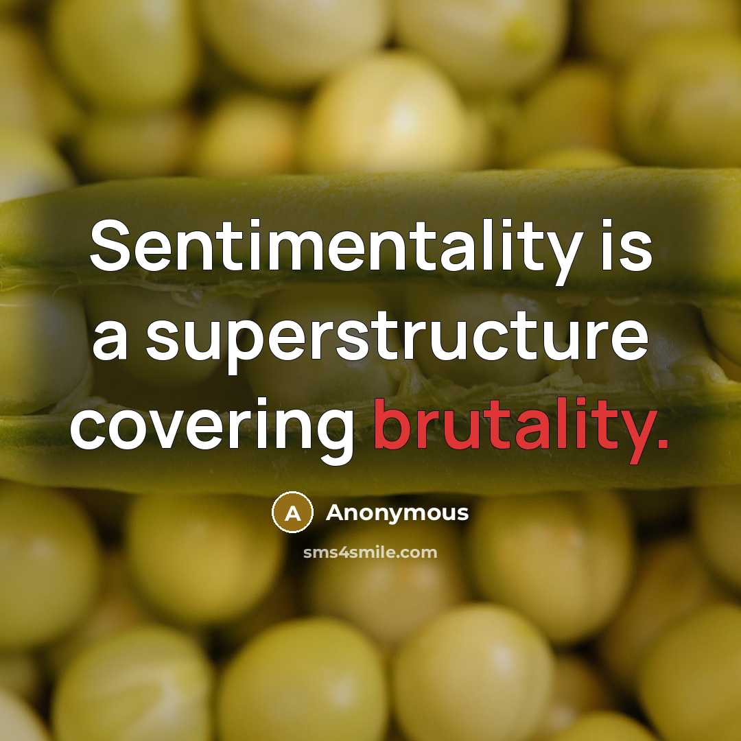 “Sentimentality is a superstructure covering brutality.” quote by Anonymous