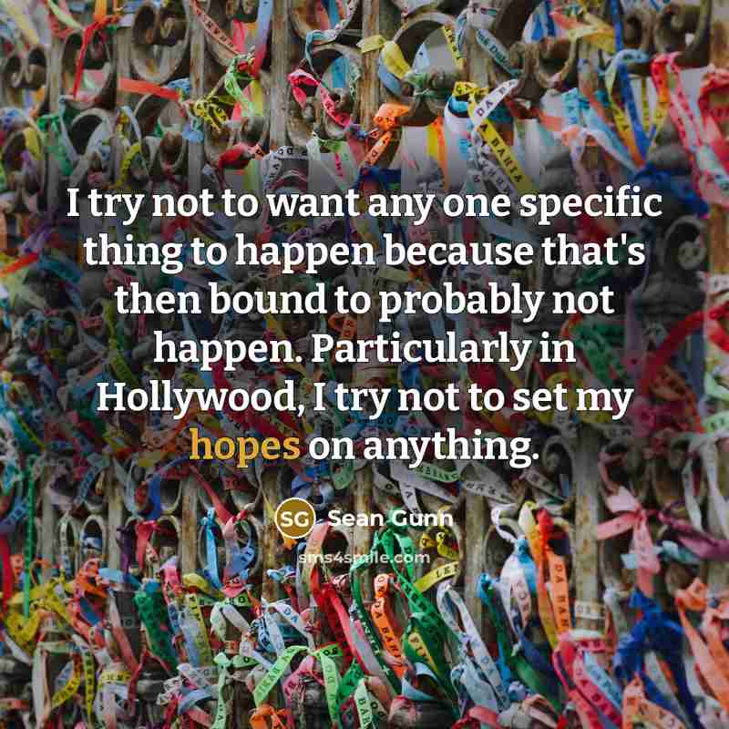 “I try not to want any one specific thing to happen because that's then bound to probably not happen. Particularly in Hollywood, I try not to set my hopes on anything.” quote by Sean Gunn
