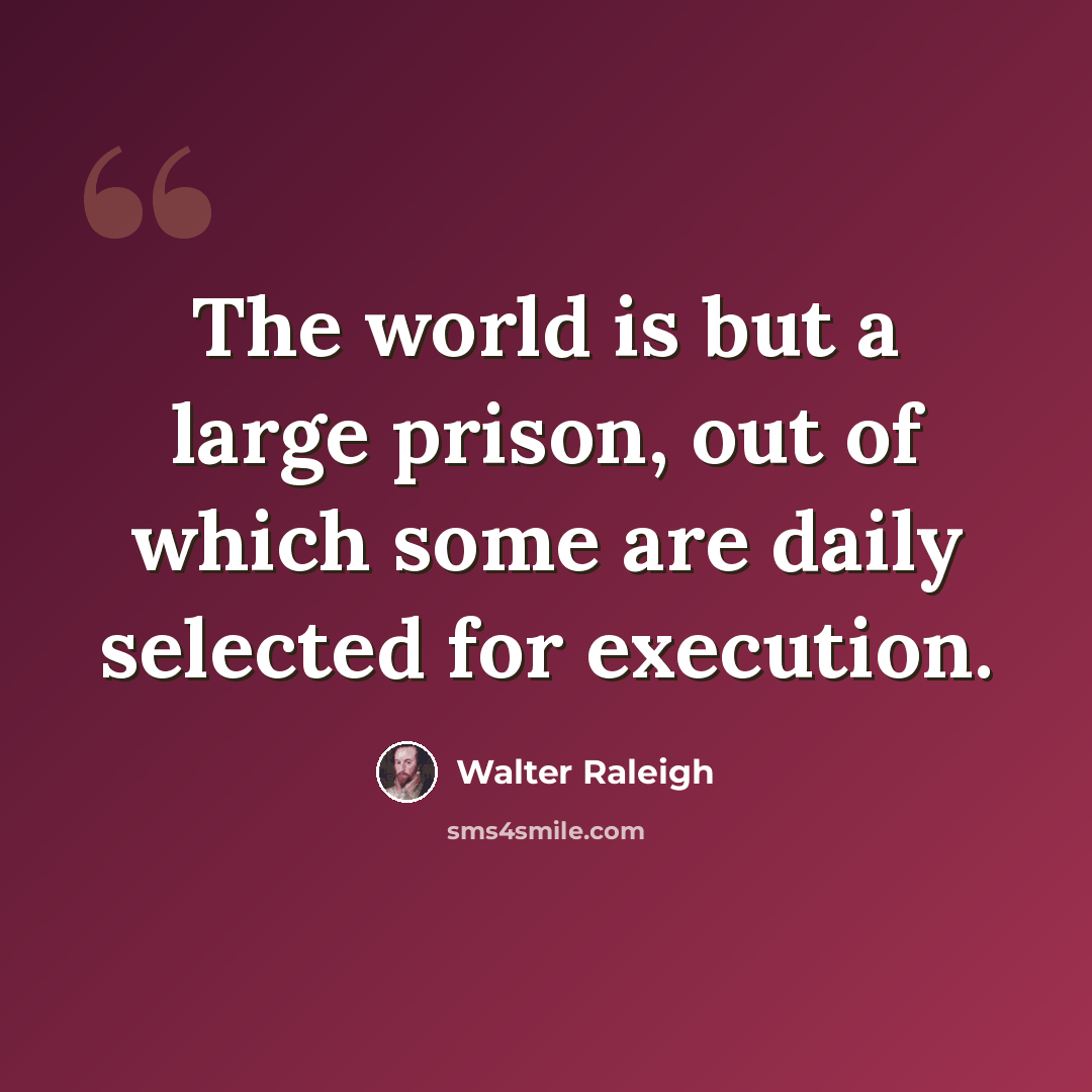 “The world is but a large prison, out of which some are daily selected for execution.” quote by Walter Raleigh