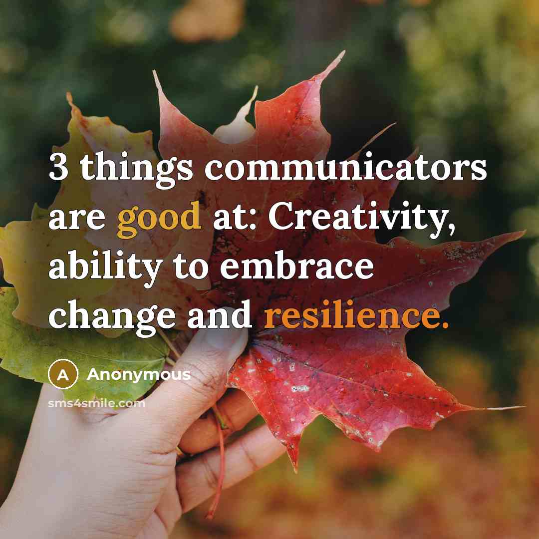 “3 things communicators are good at: Creativity, ability to embrace change and resilience.” quote by Anonymous