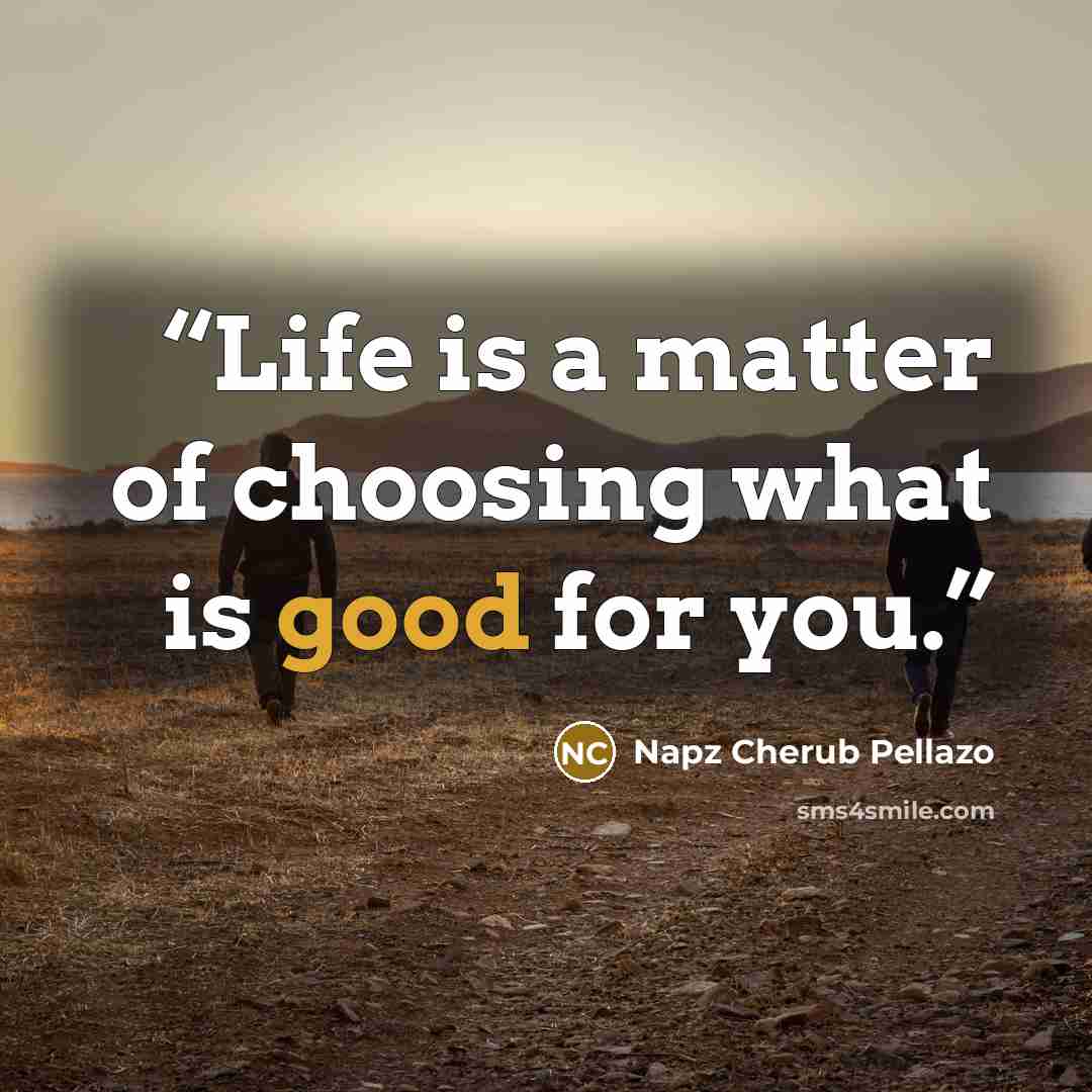 “Life is a matter of choosing what is good for you.” quote by Napz Cherub Pellazo