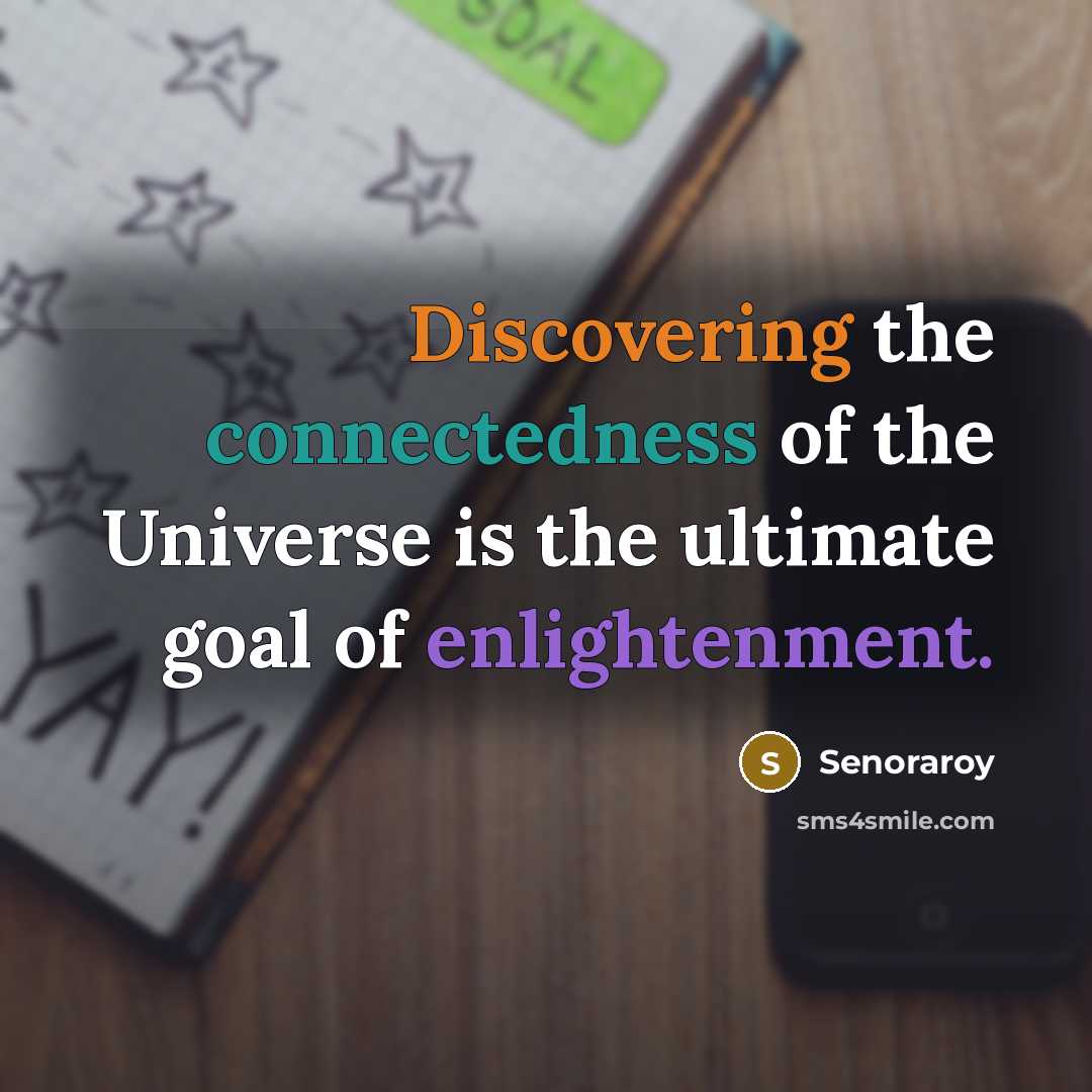 “Discovering the connectedness of the Universe is the ultimate goal of enlightenment.” quote by Senoraroy