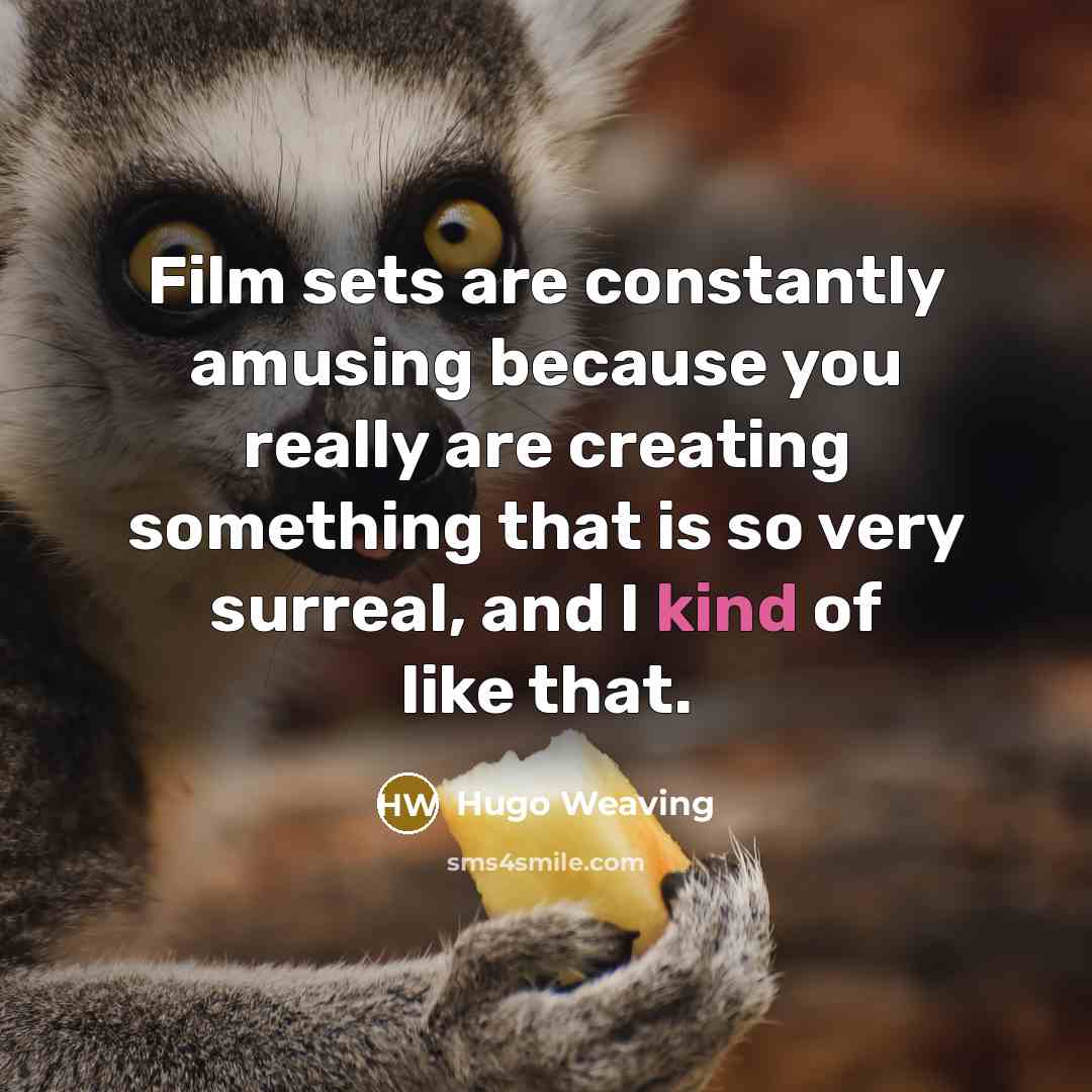 “Film sets are constantly amusing because you really are creating something that is so very surreal, and I kind of like that.” quote by Hugo Weaving