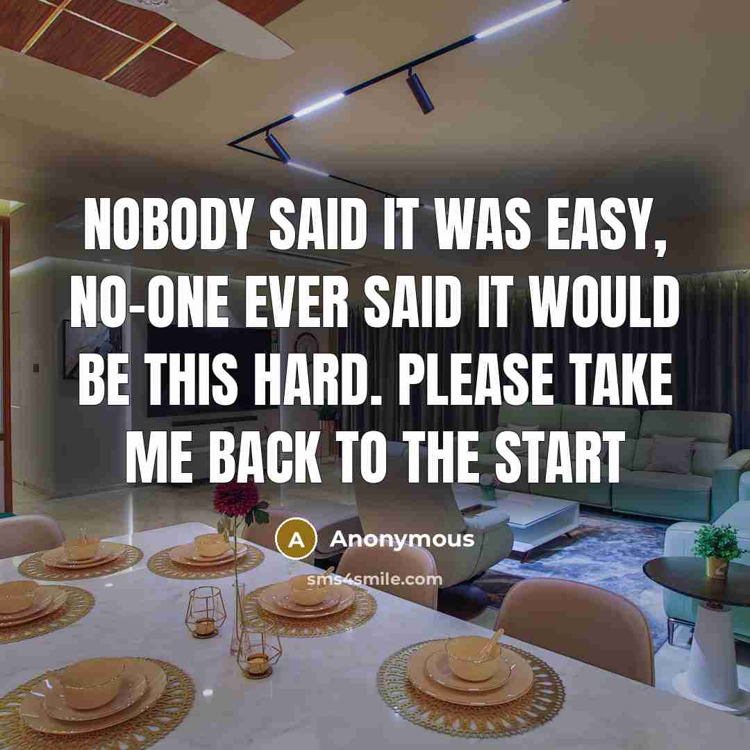 “Nobody said it was easy, no-one ever said it would be this hard. Please take me back to the start” quote by Anonymous