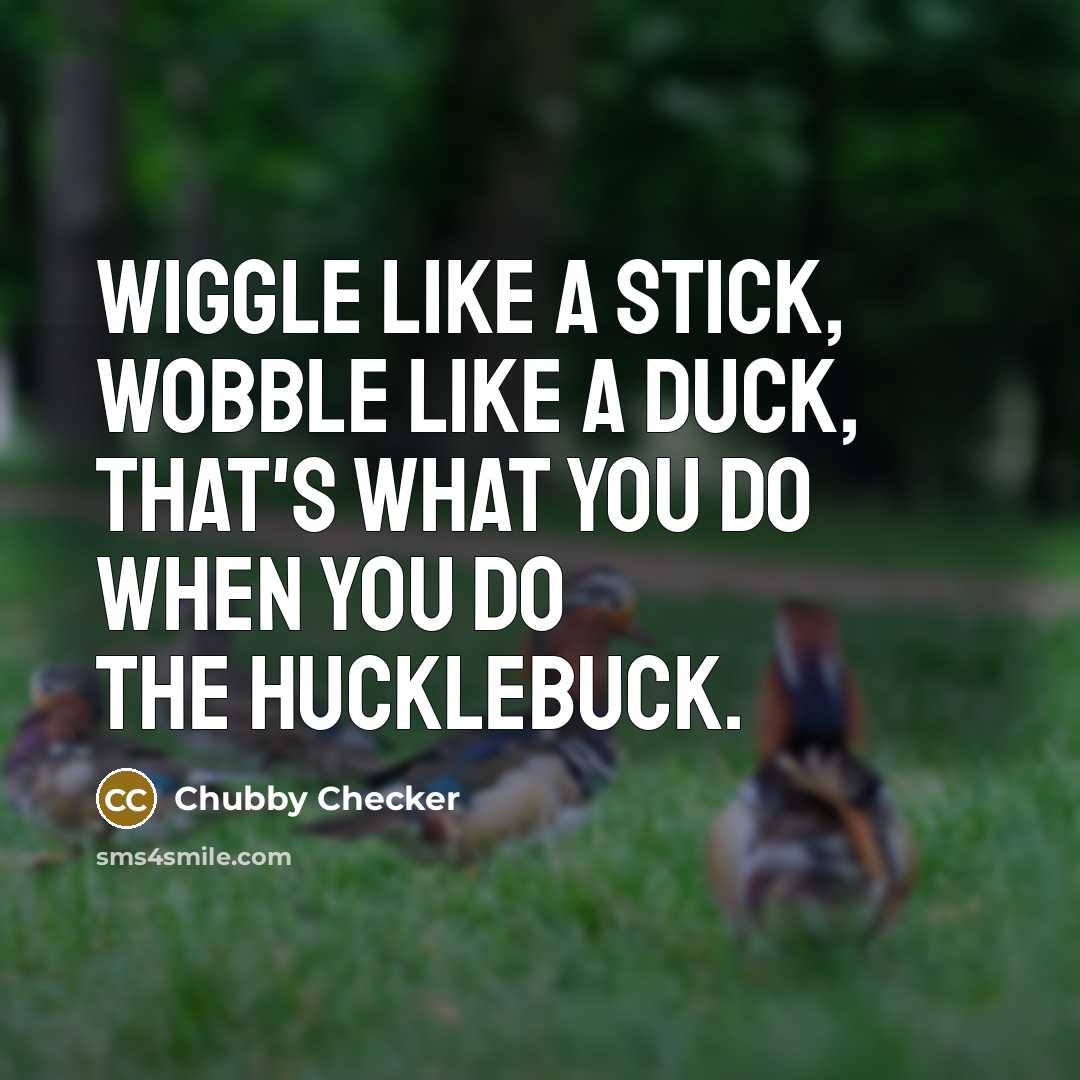 “Wiggle like a stick, wobble like a duck, that's what you do when you do the Hucklebuck.” quote by Chubby Checker
