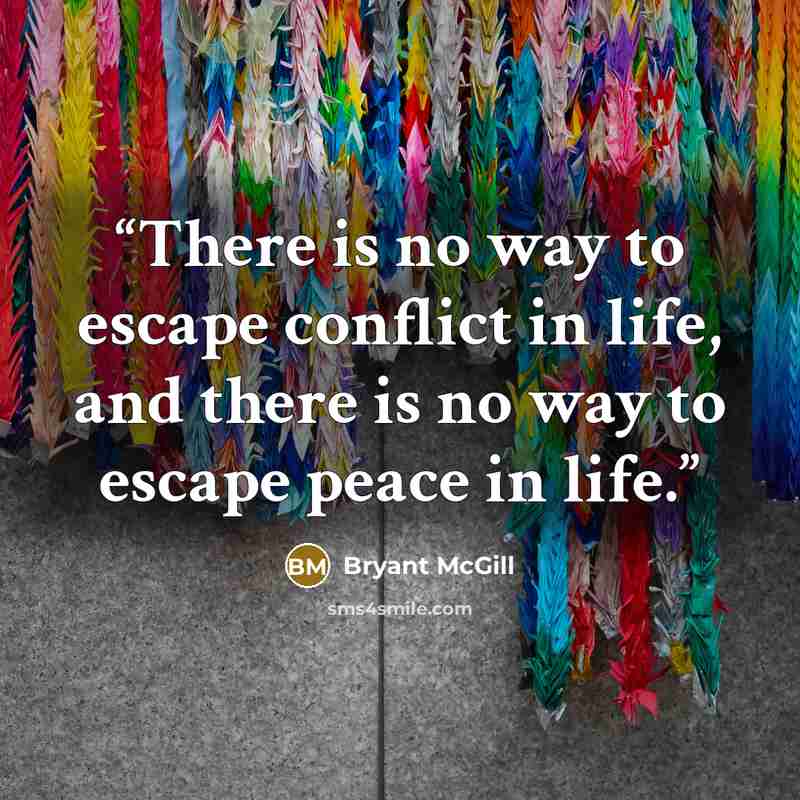 “There is no way to escape conflict in life, and there is no way to escape peace in life.” quote by Bryant McGill