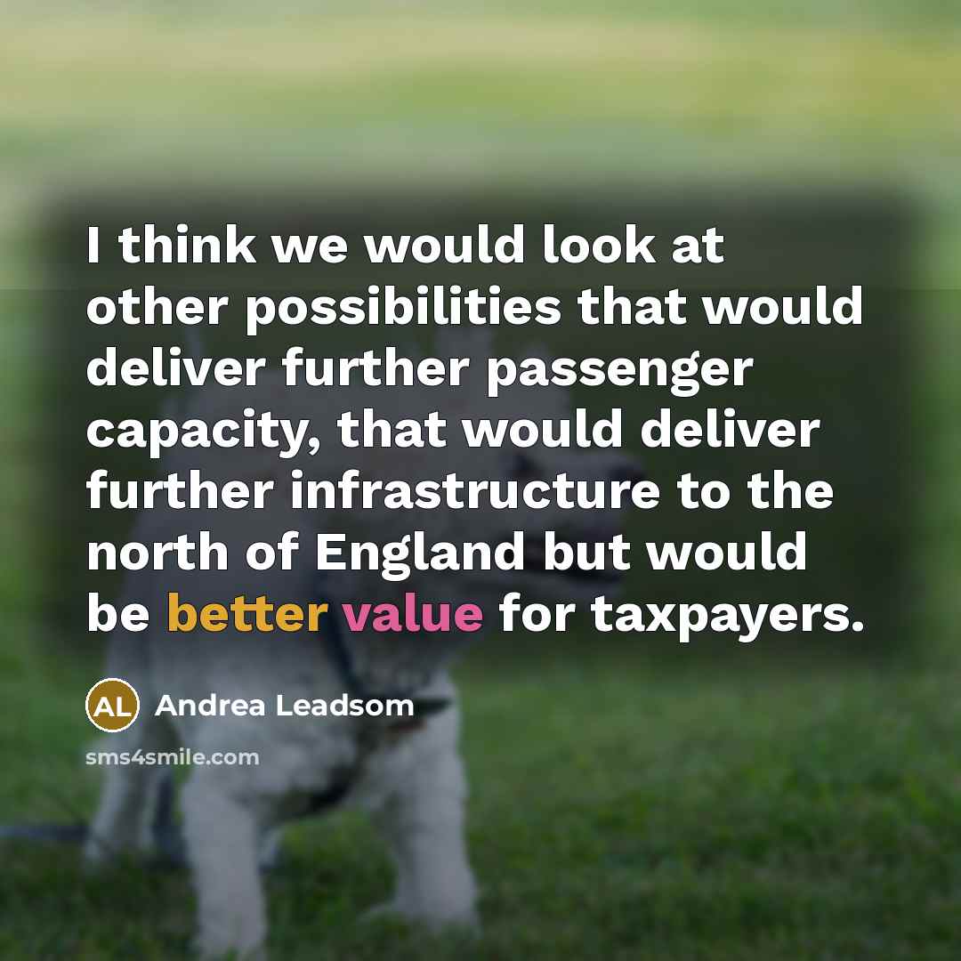 “I think we would look at other possibilities that would deliver further passenger capacity, that would deliver further infrastructure to the north of England but would be better value for taxpayers.” quote by Andrea Leadsom