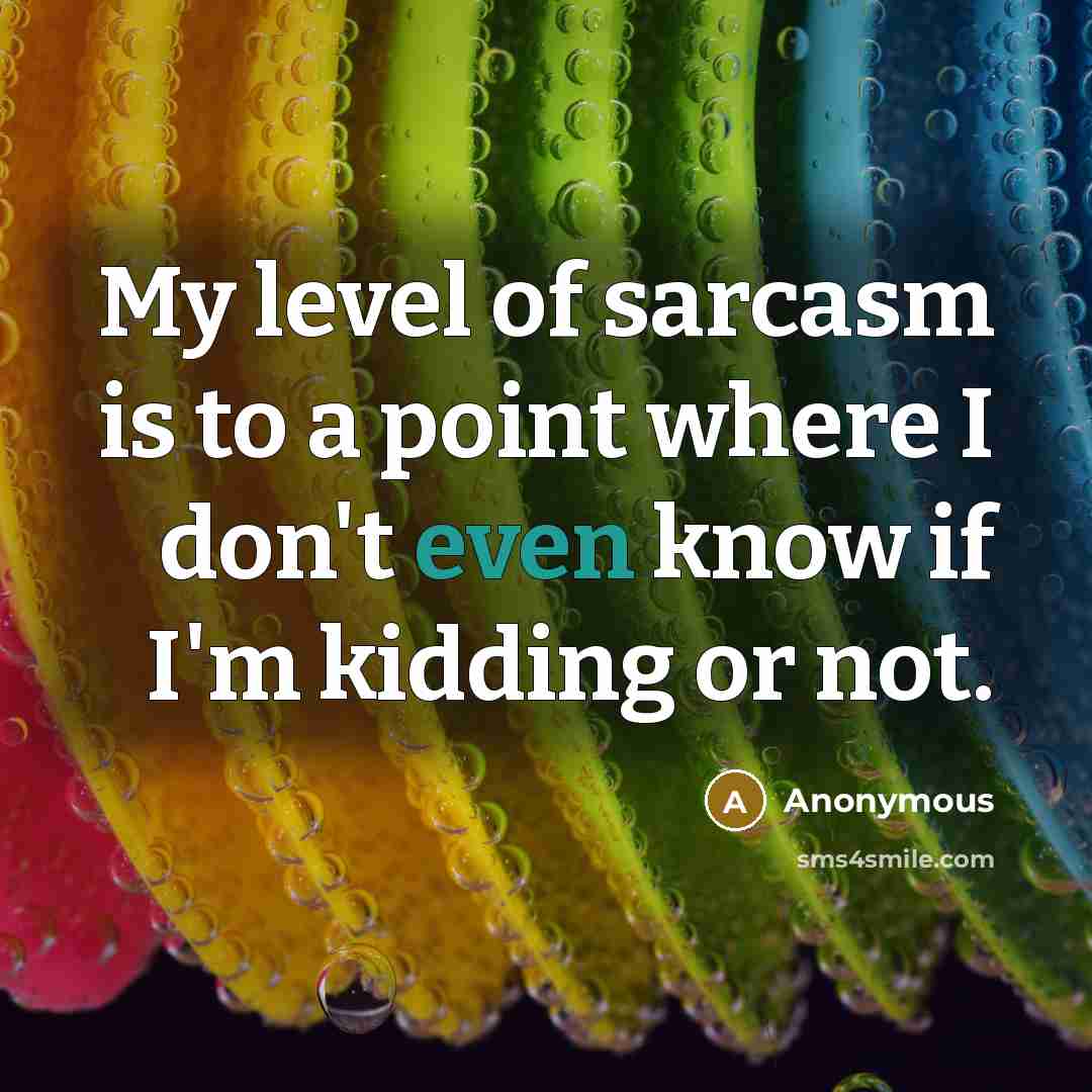 “My level of sarcasm is to a point where I don't even know if I'm kidding or not.” quote by Anonymous