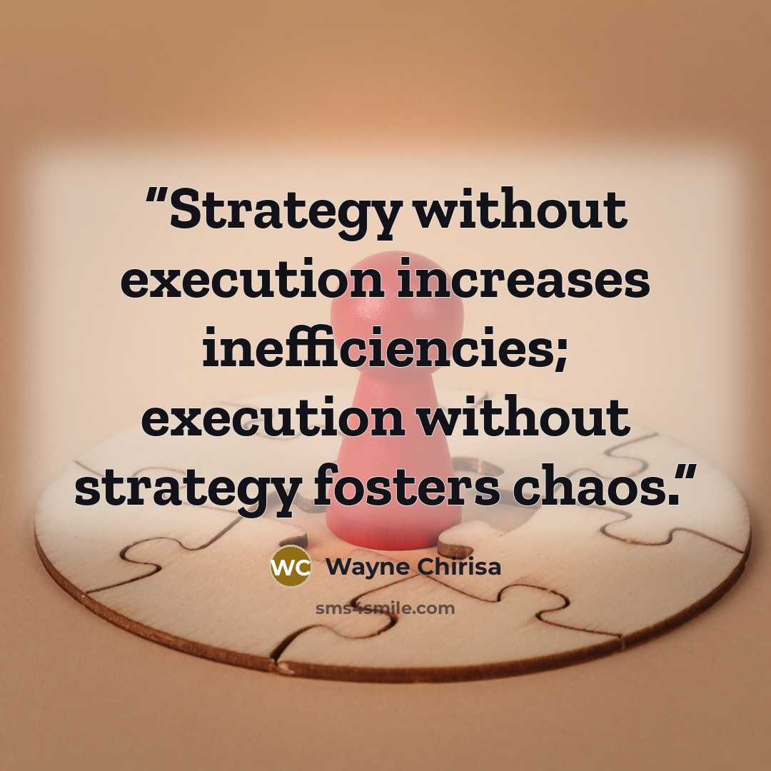 “Strategy without execution increases inefficiencies; execution without strategy fosters chaos.” quote by Wayne Chirisa