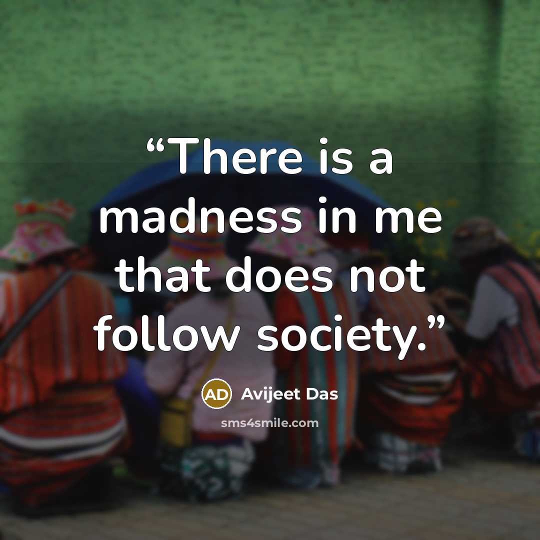 “There is a madness in me that does not follow society.” quote by Avijeet Das