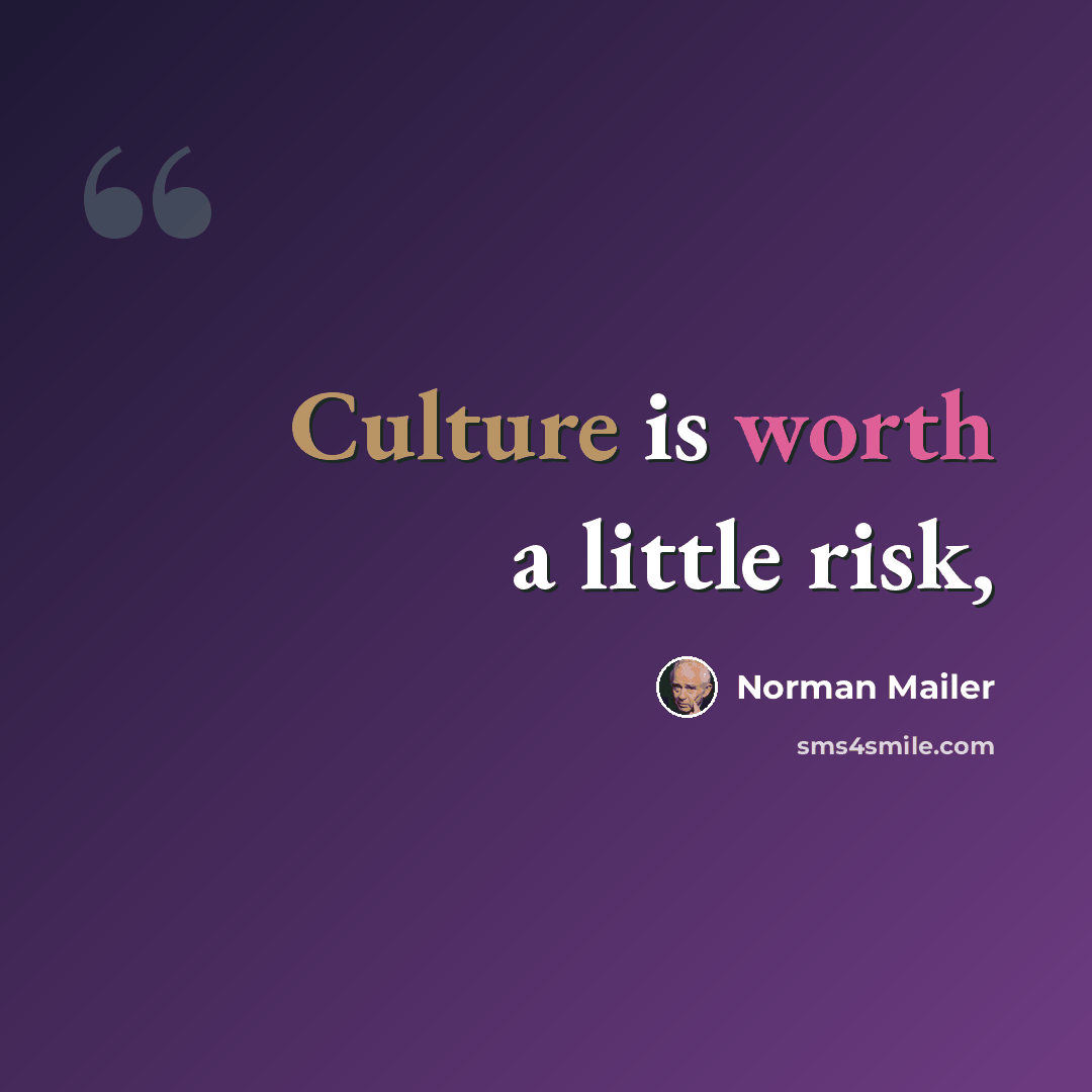 “Culture is worth a little risk,” quote by Norman Mailer
