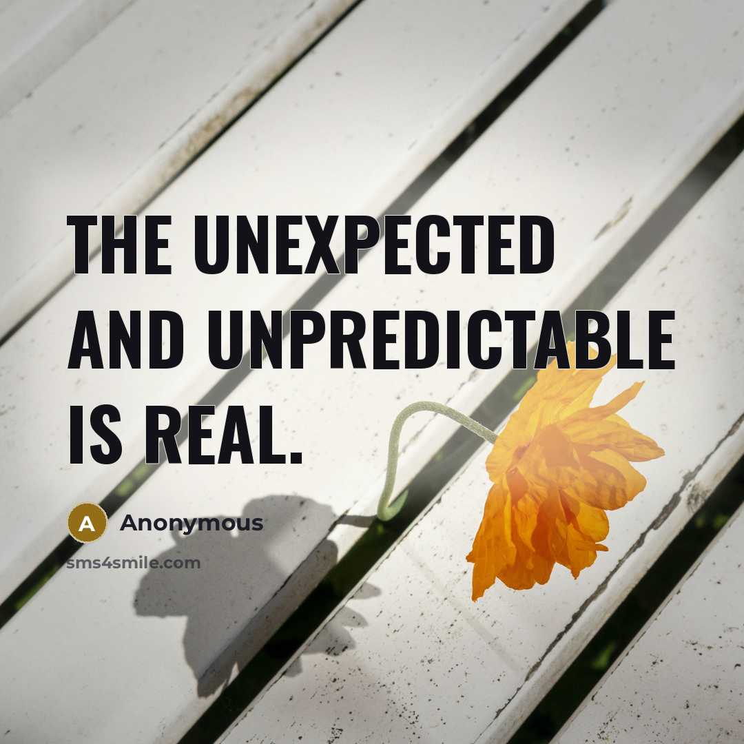 “The unexpected and unpredictable is real.” quote by Anonymous
