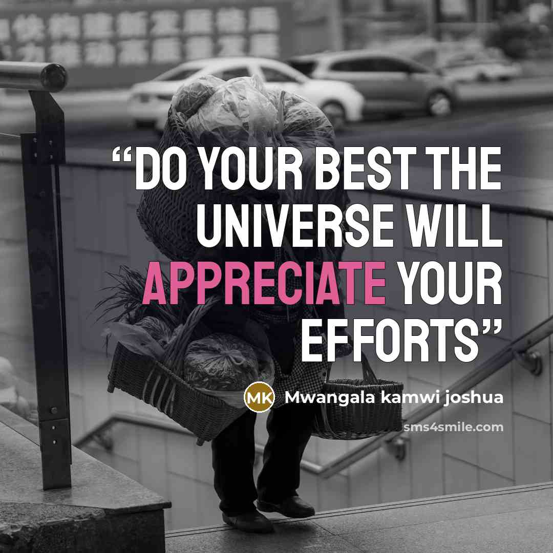 “Do your best the universe will appreciate your efforts” quote by Mwangala kamwi joshua