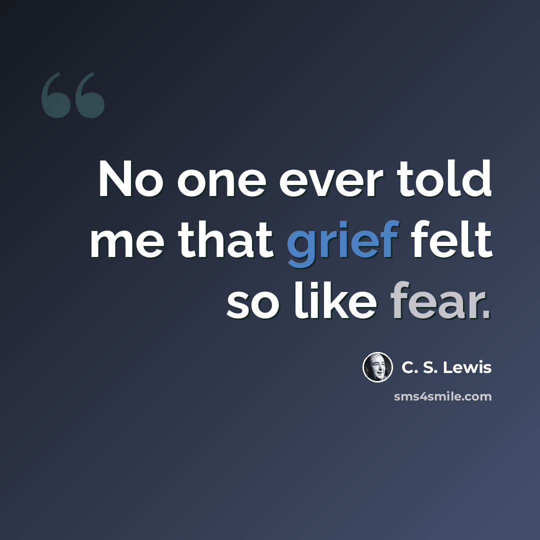 “No one ever told me that grief felt so like fear.” quote by C. S. Lewis